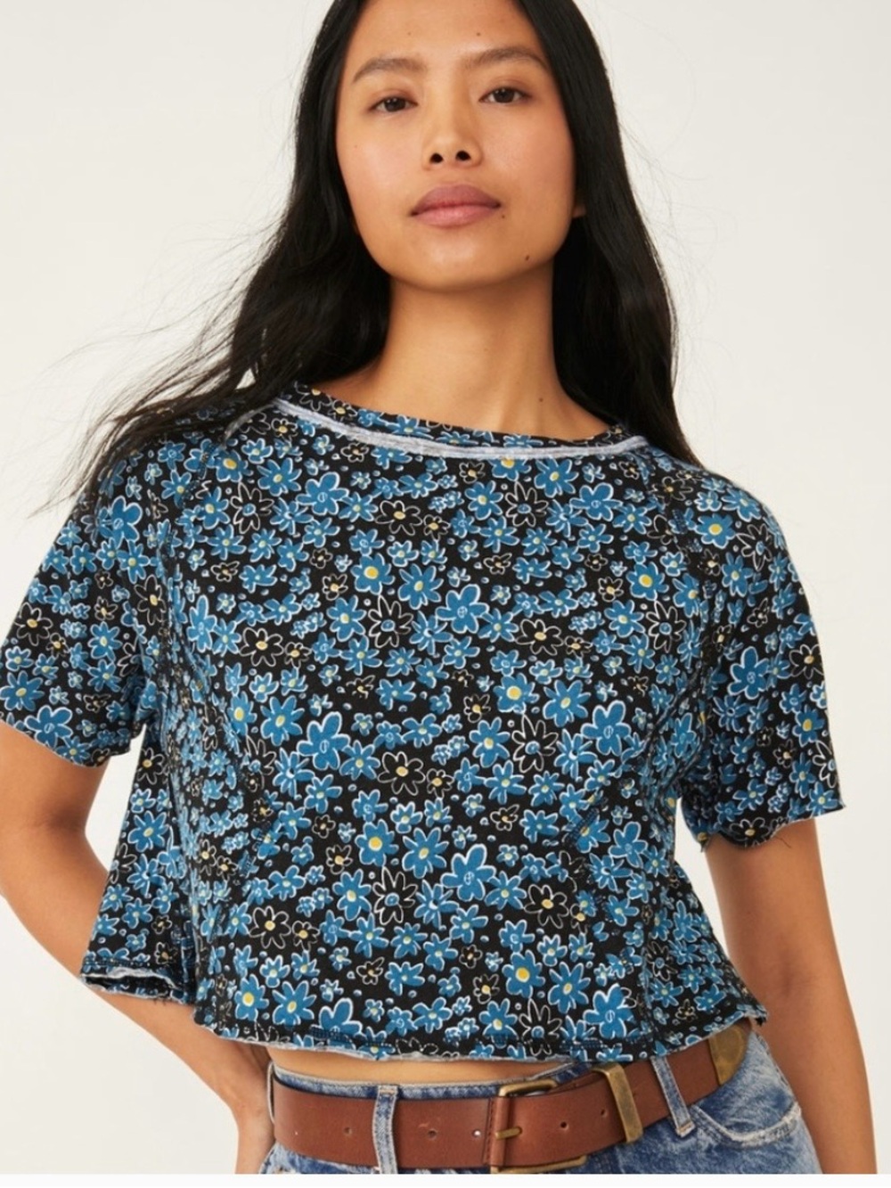 Free People Daisy Crop Top-Sammie Printed T Shirt